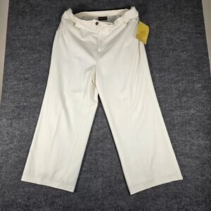 Bob Mackie Wearable Art Pants Womens 1X White Wide Leg Stretch Dress Casual NWT